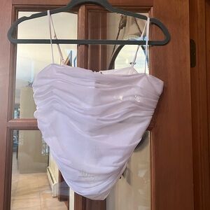 NWOT - Aritzia - size 12 -  White Ruched Women's top with zip up back. Babaton